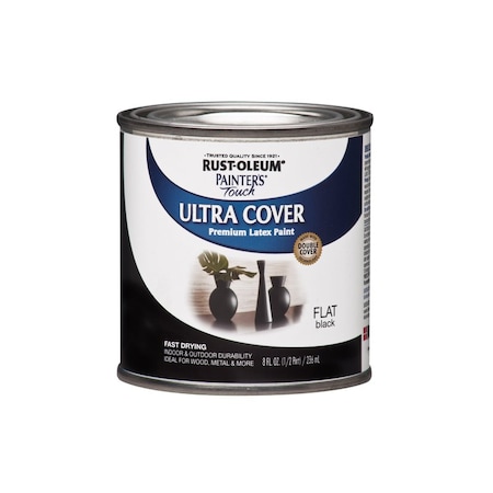 Krud Kutter Rust-Oleum Painters Touch Flat Black Water-Based Ultra Cover Paint Exterior and Interior 0.5 pt 1976730